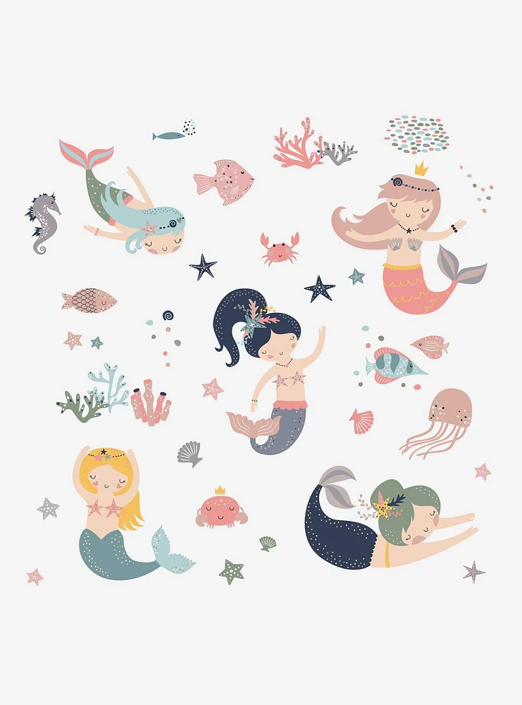 Sweet Pastel Mermaids Wall Decals