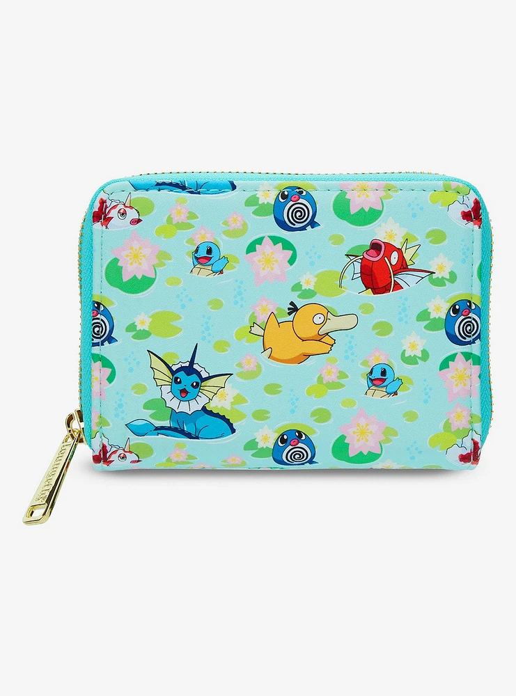 Loungefly Pokémon Water Type Lily Pad Allover Print Small Zip Wallet - BoxLunch Exclusive