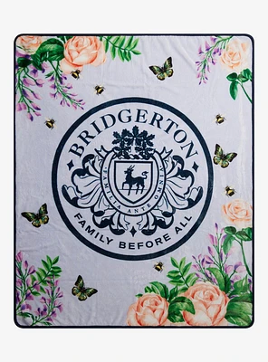 Bridgerton Crest Bees & Butterflies Floral Fleece Throw