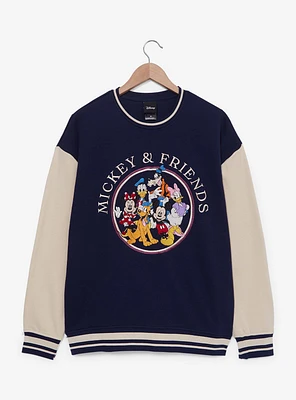 Disney Mickey & Friends Group Portrait Color Block Corduroy Crewneck — BoxLunch Exclusive