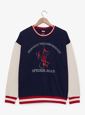 Marvel Spider-Man Portrait Color Block Corduroy Crewneck — BoxLunch Exclusive