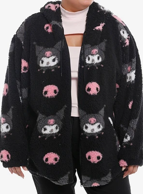 Kuromi Skull Sherpa Girls Hoodie Plus