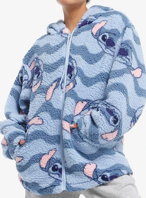 Disney Stitch Waves Sherpa Girls Hoodie