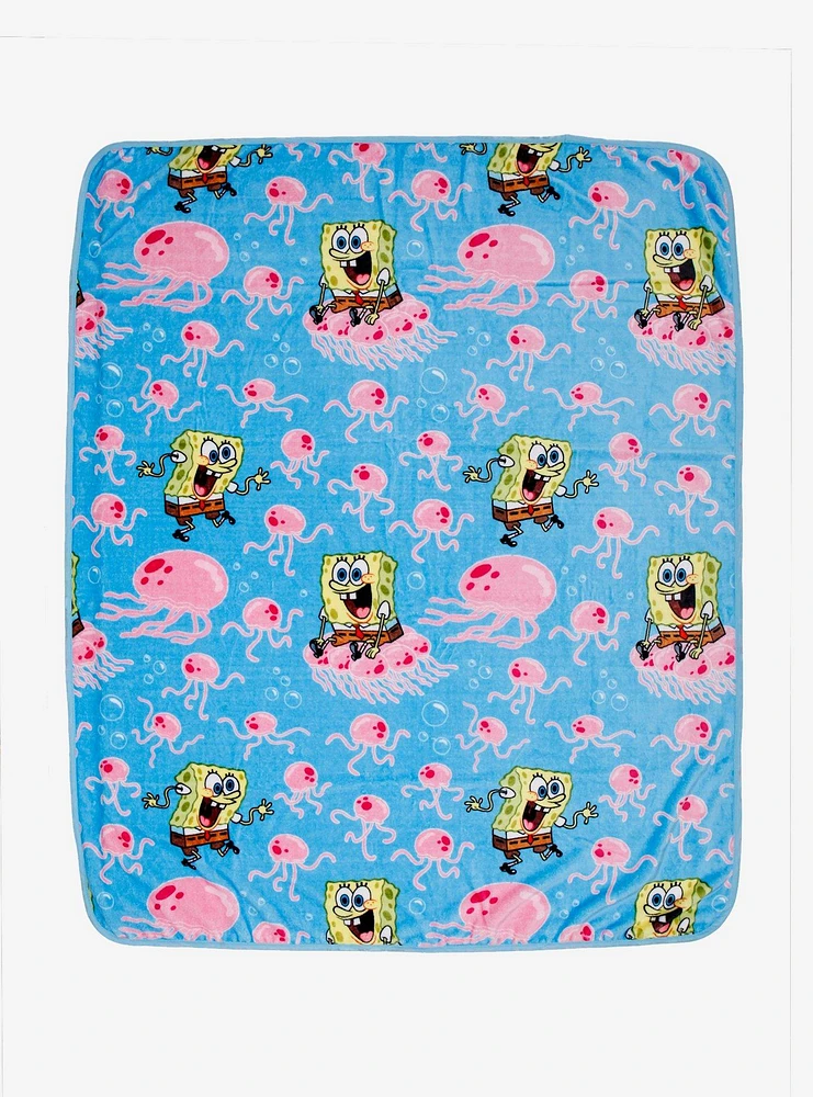 SpongeBob SquarePants Jellyfish Dancing Fleece Throw