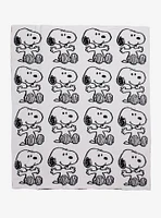 Peanuts Snoopy Allover Print Feather Knit Throw Blanket