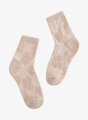 Beige Mushroom Terry Textured Crew Socks