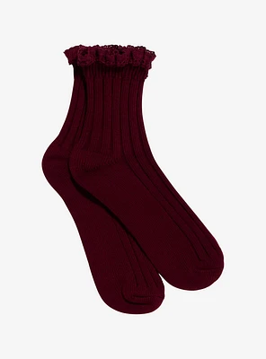 Ribbed Lace Crew Socks