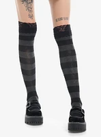 Black & Grey Stripe Knee-High Socks