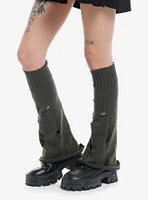 Olive Distressed Flared Leg Warmers