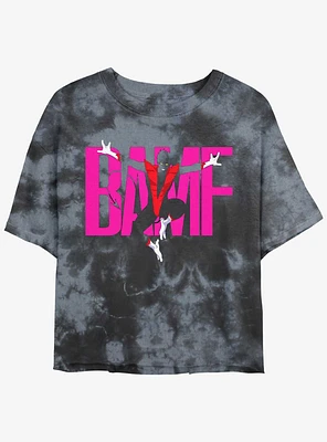 X-Men Nightcrawler BAMF Womens Tie-Dye Crop T-Shirt