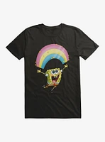 SpongeBob SquarePants Chasing Sparkle Rainbows Black T-Shirt