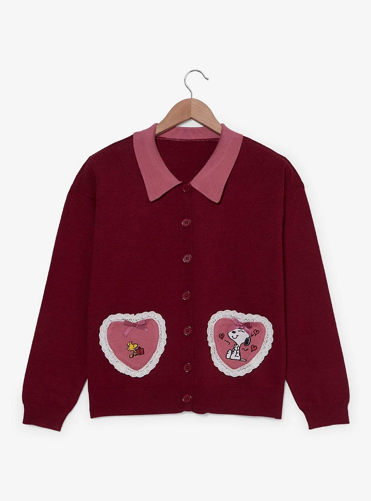 Peanuts Snoopy & Woodstock Heart Lace Women's Cardigan — BoxLunch Exclusive