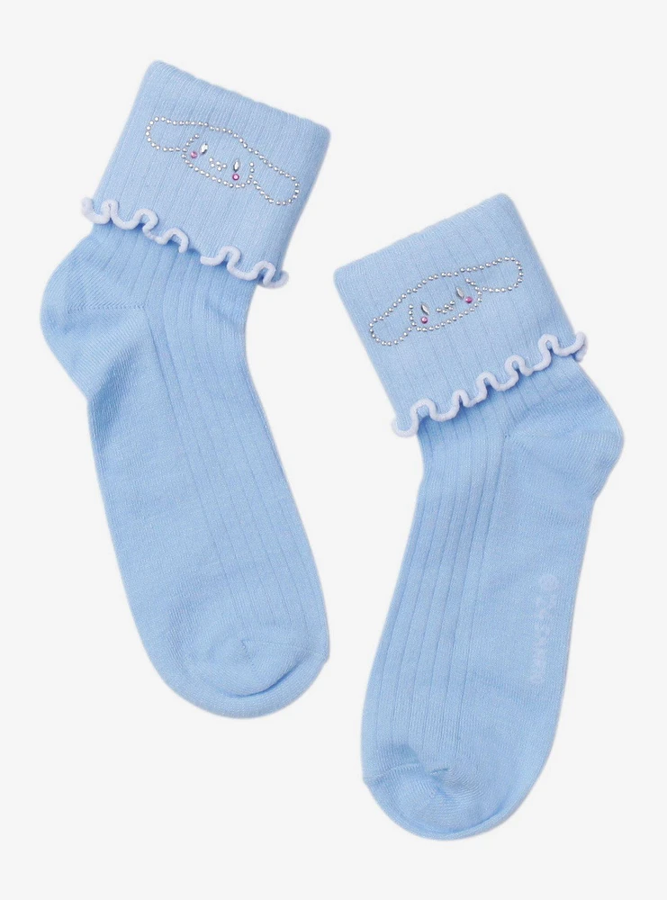 Cinnamoroll Rhinestone Fold-Over Ankle Socks