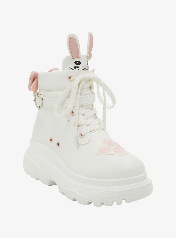 White Bunny Chunky Hi-Top Sneakers