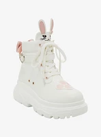 White Bunny Chunky Hi-Top Sneakers