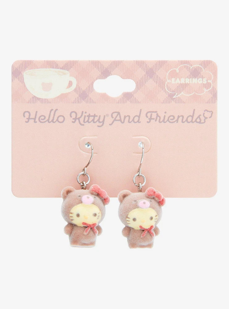 Sanrio Hello Kitty and Friends Flocked Latte Bear Hello Kitty Earrings