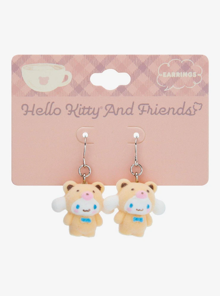 Sanrio Hello Kitty and Friends Flocked Latte Bear Cinnamoroll Earrings