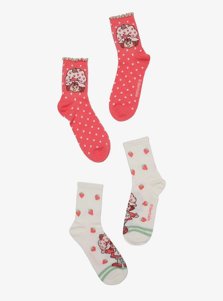 Strawberry Shortcake Polka Dot Strawberry Crew Socks 2 Pair