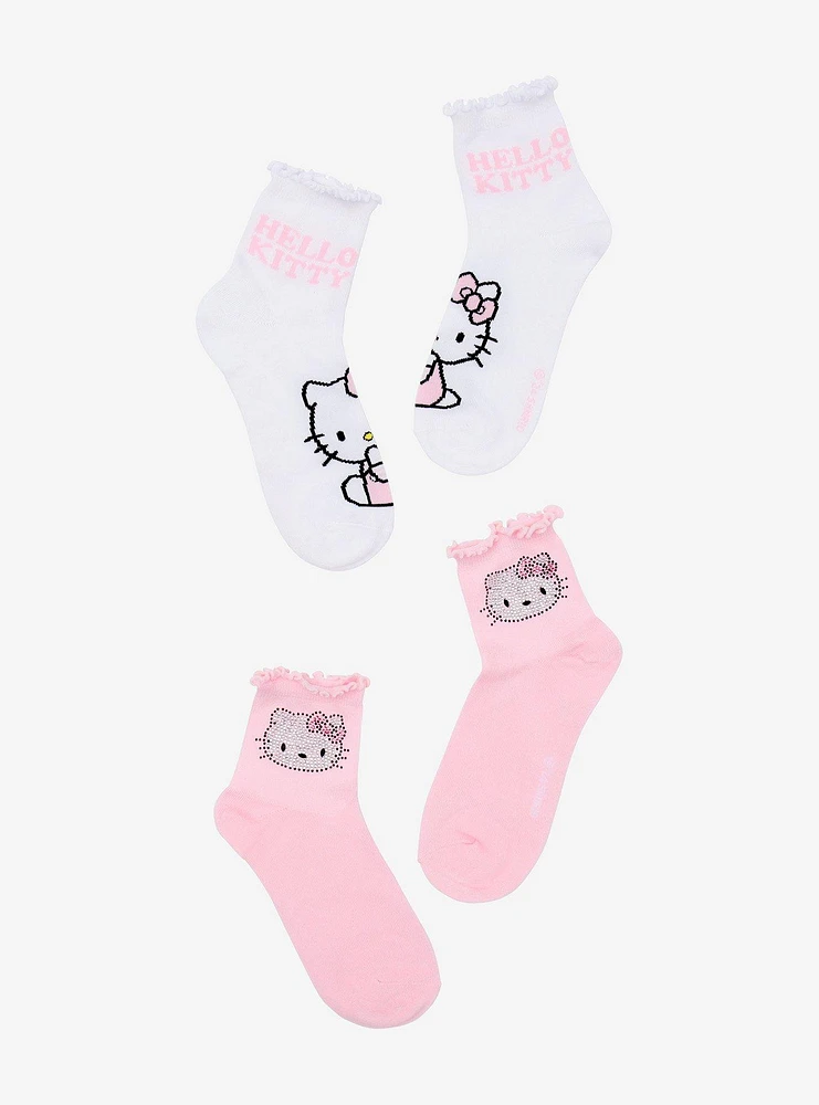 Hello Kitty Rhinestone Ankle Socks 2 Pair