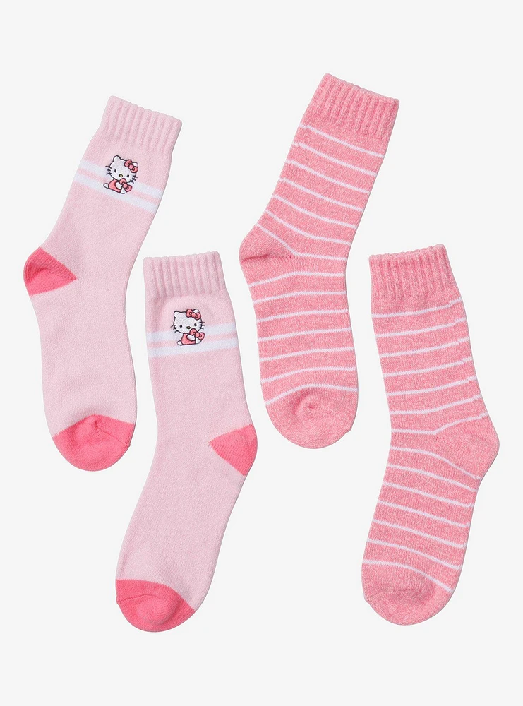 Hello Kitty Pink Stripe Cozy Crew Socks 2 Pair