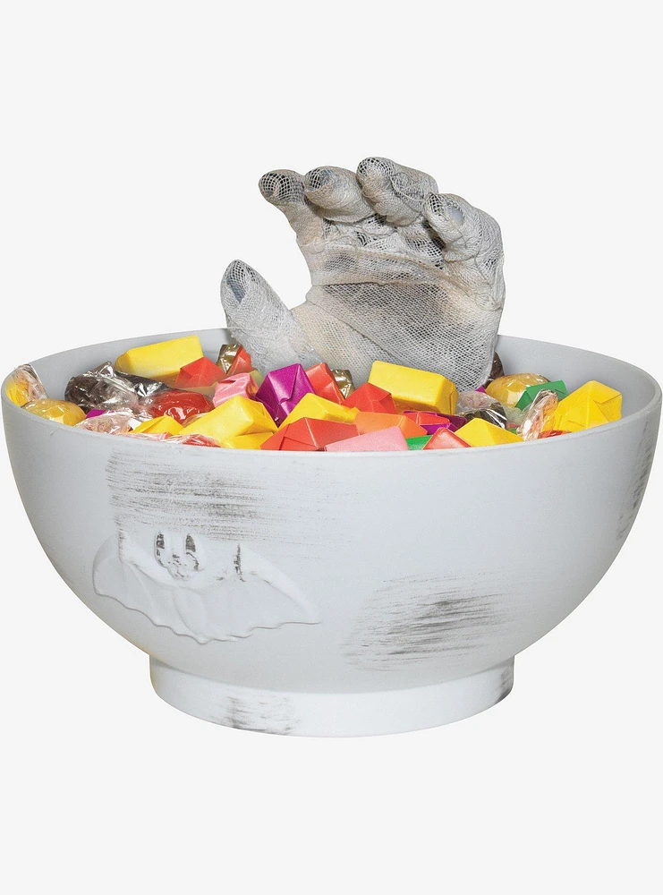 Animated Mummy Hand Candy Bowl Decor