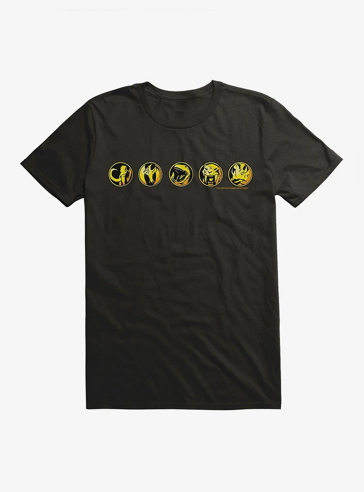 Mighty Morphin Power Rangers Morph Gold Symbols T-Shrt