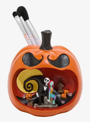 Disney The Nightmare Before Christmas Jack & Sally Pumpkin Light-Up Makeup Brush Holder & Brush Set - BoxLunch Exclusive