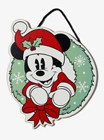 Disney Mickey Mouse Santa Holiday Wreath Wall Sign