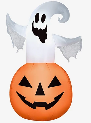 Ghost On Jack-O'-Lantern Inflatable Decor