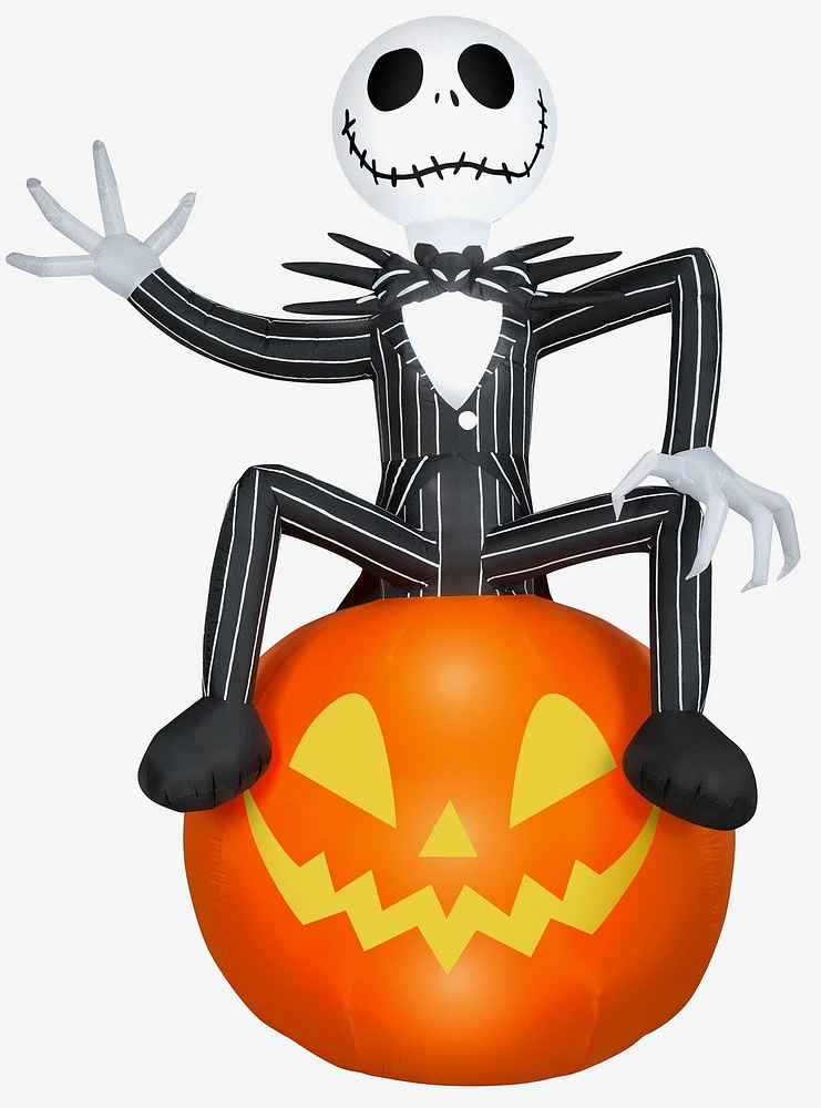 Disney Nightmare Before Christmas Jack Skellington On Jack-O'-Lantern Inflatable Decor