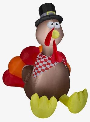 Thanksgiving Turkey Checkered Scarf Inflatable Decor