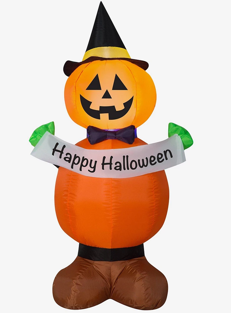 Jack-O'-Lantern Stack with Banner Inflatable Decor