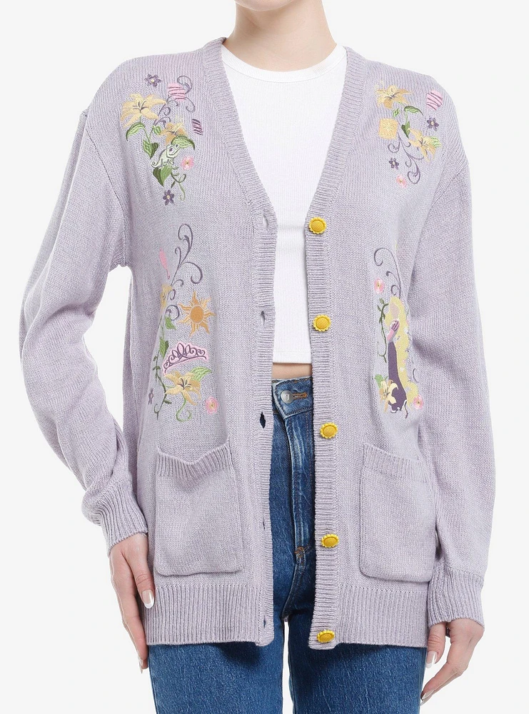 Disney Tangled Rapunzel & Flowers Girls Cardigan