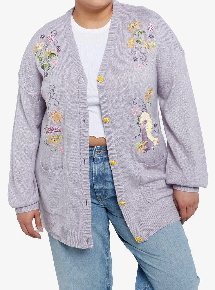 Disney Tangled Rapunzel & Flowers Girls Cardigan Plus