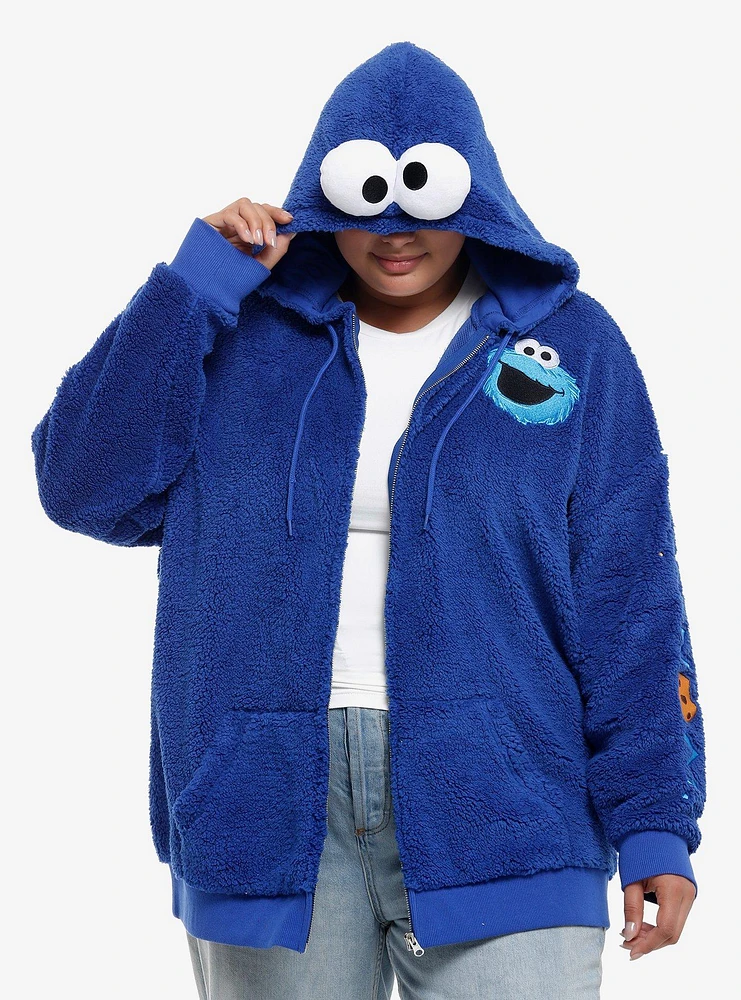 Sesame Street Cookie Monster Sherpa Girls Hoodie Plus