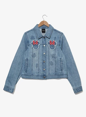 Disney Minnie Mouse Silhouette Women's Cropped Denim Jacket - BoxLunch Exclusive