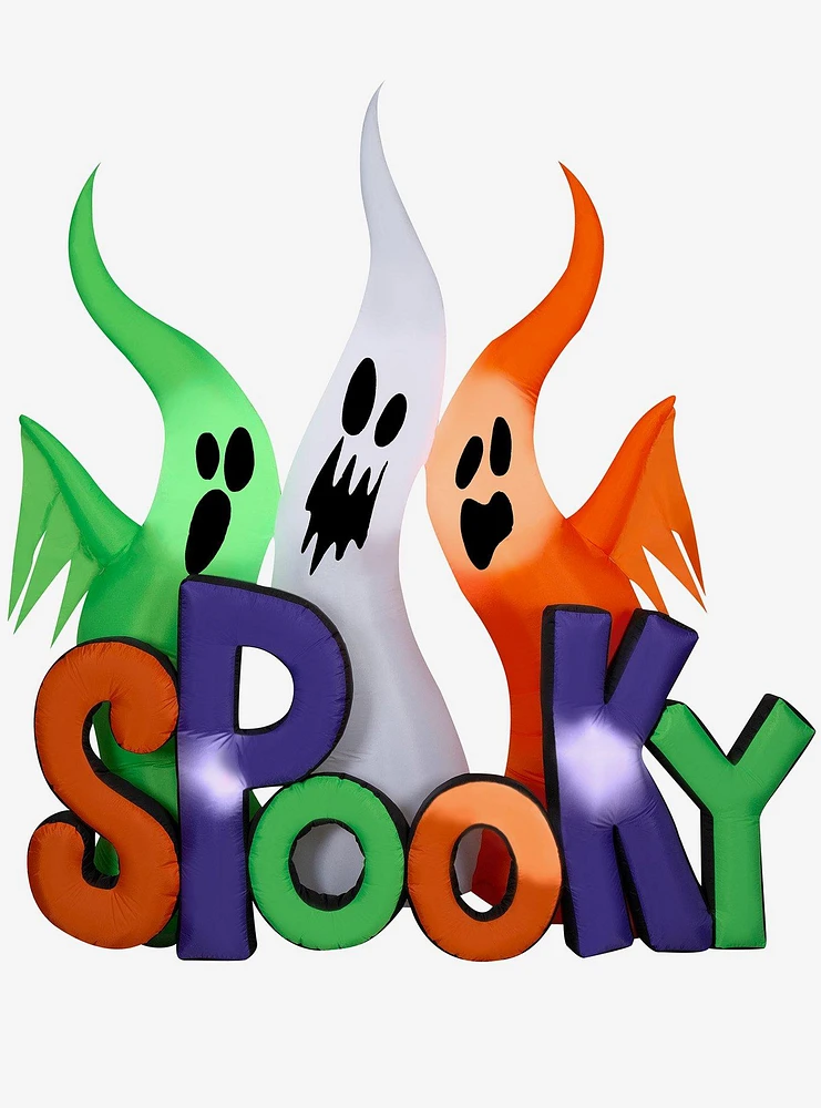 Ghosts with "Spooky" Sign Inflatable Decor