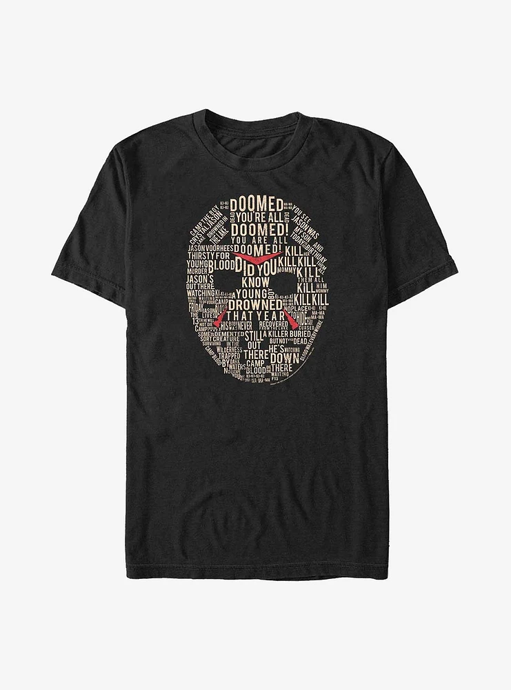 Friday the 13th Jason Text Mask Big & Tall T-Shirt