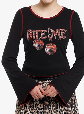 Social Collision Bite Me Chrome Cherry Girls Long-Sleeve Top