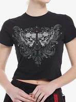 Social Collision Winged Skull Stud & Rhinestone Girls Baby T-Shirt