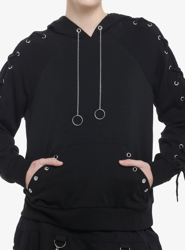 Social Collision Black Hardware Girls Hoodie