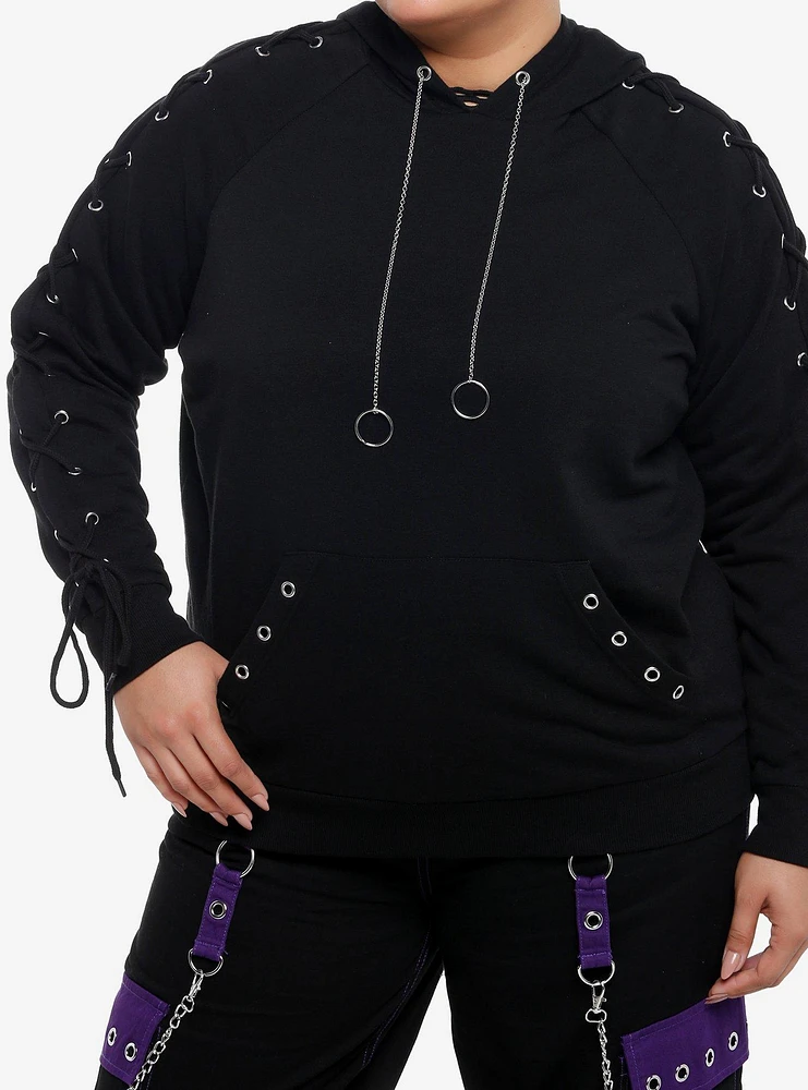 Social Collision Black Hardware Girls Hoodie Plus