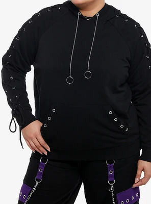 Social Collision Black Hardware Girls Hoodie Plus