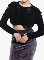 Cosmic Aura Black Distressed Bolero Girls Crop Shrug