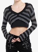 Social Collision Stripe V-Neck Bolero Girls Crop Shrug