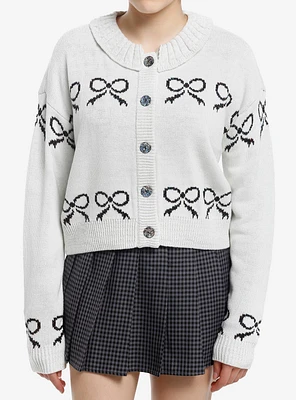 Sweet Society White Glitter Bow Collar Girls Cardigan