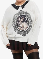 Thorn & Fable Jackalope Distressed Knit Girls Sweater Plus