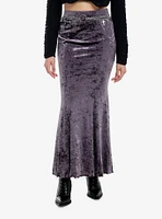 Cosmic Aura Purple Velvet Cross Chain Belt Maxi Skirt