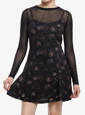 Thorn & Fable Rodents Roses Mesh Twofer Cami Dress