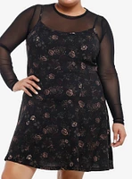 Thorn & Fable Rodents Roses Mesh Twofer Cami Dress Plus